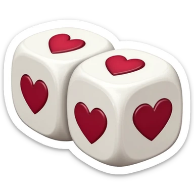 two dices in with burgundy red heart details sticker