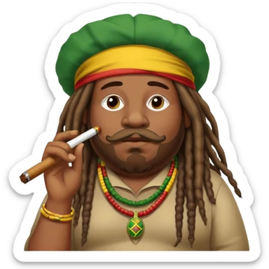 A fat Rastafarian smoking a blunt A I Rastafari and did smoking a blunt with dreads sticker