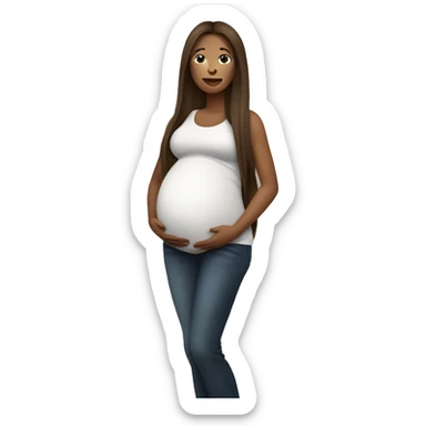 Pregnant White woman with long straight brown hair singer sticker