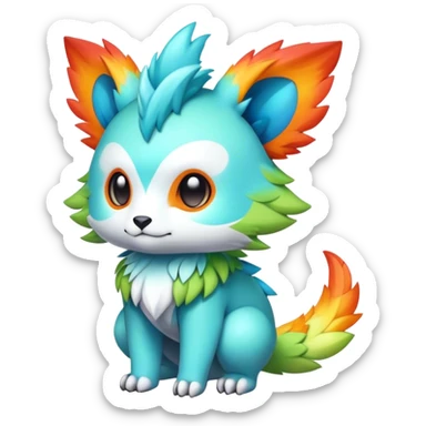Cute cool colorful fantasy animal hybrid Fakemon full body sticker
