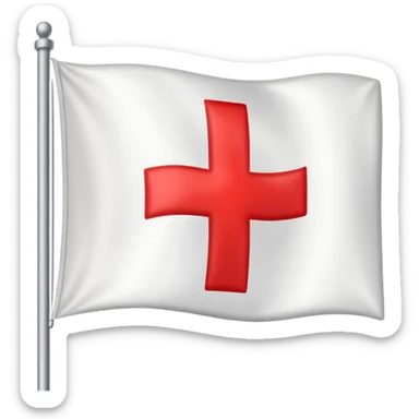 una bandera de fondo blanco, con una cruz que toca las 4 esquinas de la bandera sticker