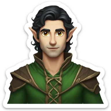 male elf fantasy dark hair sticker