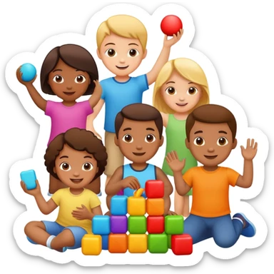 children playing with toys sticker