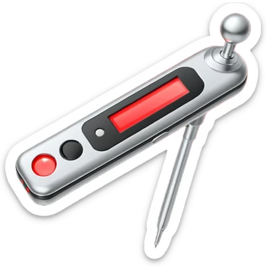 the neuralyzer from Men in Black movies; a pocket sized, extendable silver probe with a red light that flashes at the tip and 3 small black dials in the extended part; same width from end to end sticker