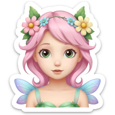 cute pastel fairy girl flower head decoration sticker