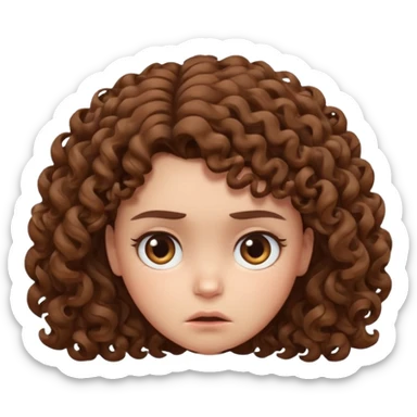 a girl with curly hair going “hmmph” and moving her head left in a cute grumpy way sticker