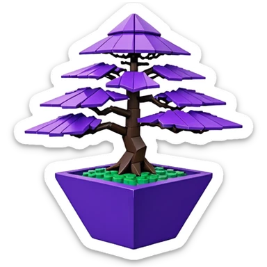  small short black indigo bonsai pot plant purple shinku maple Lego with triangular angular faceted asymmetrical originally shaped body  sticker
