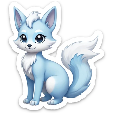 Angelic white and light blue Kawaii dark fantasy ethereal anthro fursona Fakemon with tufted tail  sticker