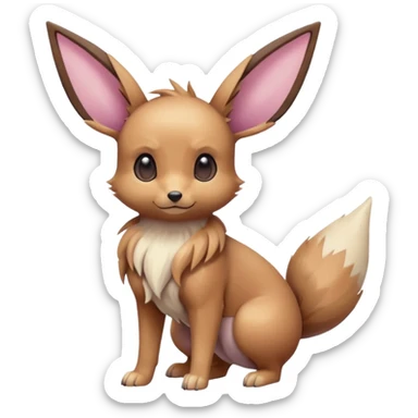 Kawaii Shiny Colorful Pastel Slender Elegant Sleek Thin Beautiful Gorgeous Pretty Mature Realistic Eevee-Fakémon-Pokémon-creature Full Body sticker