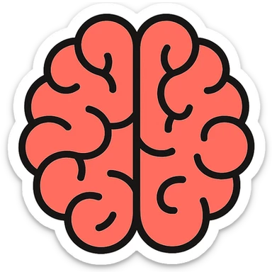 brain icon, clean modern style, lineal color icon with black outlines sticker
