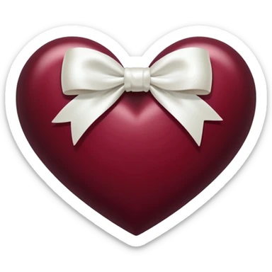 dark maroon heart with white bow sticker