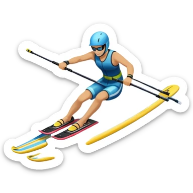 An icon featuring a close-up collage of water skis, splashing water across the surface. The design highlights the motion of the skis cutting through the water. Transparent background emphasizes the thrill of water skiing. sticker