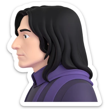 melancholy Snape side profile with long black hair sticker