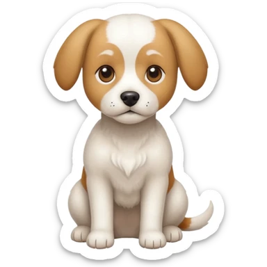 a full body white beagle x maltese x chi dog the size of a kelpie with light brown ears and a light brown patch on one eye sticker