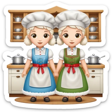 two lambs as cooks and in dirndls sticker
