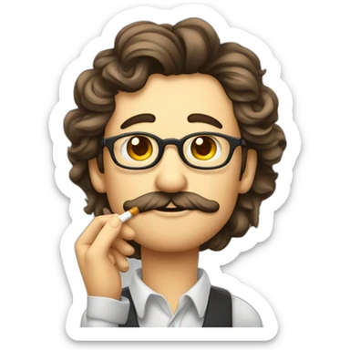 Un homme alcoolisé avec une cigarette dans la bouche et un verres devant lui sticker