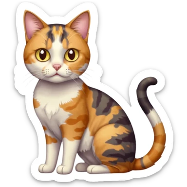 full body anxious looking colourful light patched calico tabby cat with hazel eyes sticker