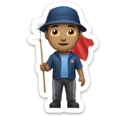 Man in Yale university hat holding Vietnam flag sticker