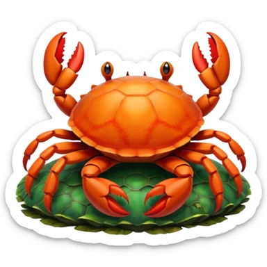 crab sitting on a turtle sticker