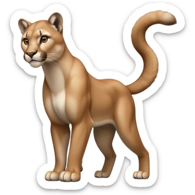 cinematic-[mountain lion]-realistic-full-body-standing-emoji,-muscular-frame-poised-with-grace,-tail-curved-slightly,-head-tilted-dramatically,-sleek-[tan]-fur-(or-majestic-mane-for-lions),-simplified-yet-realistic-focused-features,-highly-detailed,-glowing-with-an-almost-sarcastic-glow sticker