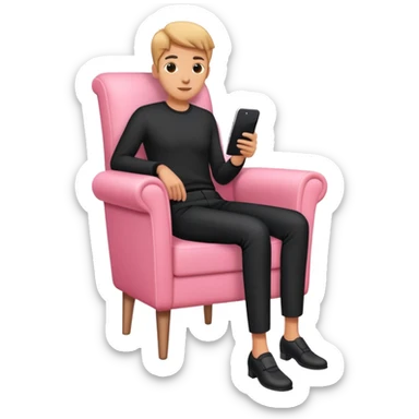 A walking human like pink chair with a legs and black trousers  sticker