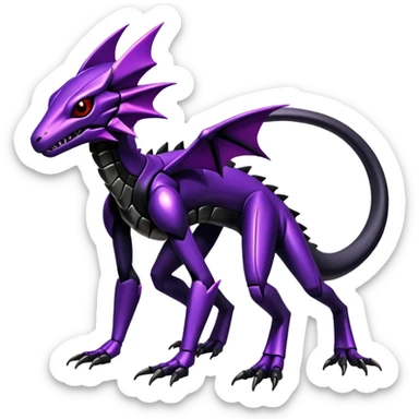 Shiny Gothic Edgy epic Salandit-Genesect-Koraidon-Fakémon-hybrid-creature (full body)  sticker