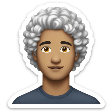 A light skin handsome man with black curly hair with little white hairs and in his 20s sticker