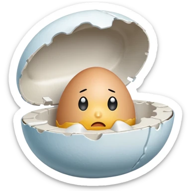make a singular egg in a egg carton with empty spots around to represent isolation. make the egg have a sad expression like a sad face with tears. sticker