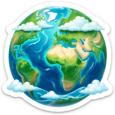 Cinematic Realistic Earth, depicted with vibrant blue oceans, clouds, and lush green continents rendered in exquisite detail, high shine, and a soft radiant glow that captures the dynamic, life-sustaining beauty of our home planet. sticker