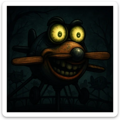 Avions manege du parc saint paul en emoji  rajoute et garde aspect terrifiante et rajoute  sticker