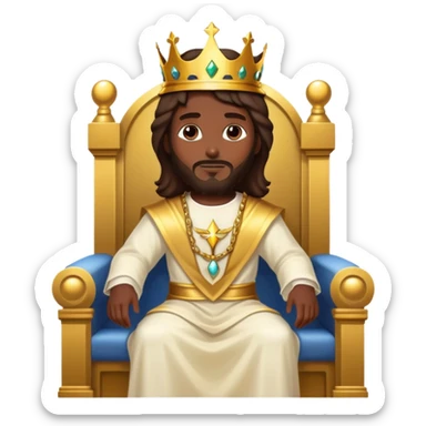 Dark skin Jesus heavenly Throne with just a Gold crown no jewelry  sticker