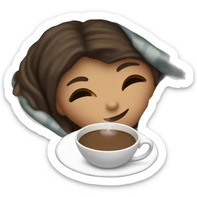 girl brunette inside a blanket sipping coffee eyes closed sticker