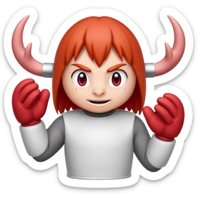 Sonic the hedgehogs friend knuckles a red animal with peach arms and white gloves he’s a echidna with red eyes and mittens with two horns on the knuckles sticker