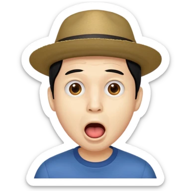 homme créole réunionnais  étonné  bouche ouverte avec chapeau sticker