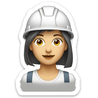 una arquitecta mujer con casco blanco de pie  sticker