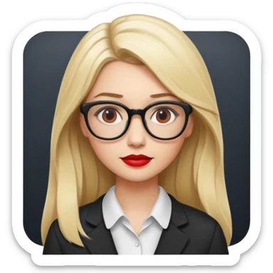 blondy girl with glasses learn analytics she is so pretty and seems like director bitch of company. with long hair and red lips and with makeup. She is data analyst sticker