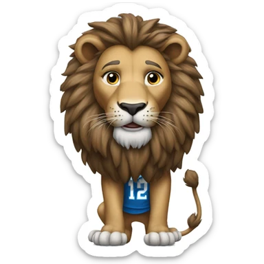A lion wearing a Detroit Lions jersey  sticker