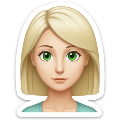 blonde mom with straight long nose blueish green hazel eyes grayish blonde short-medium thin hair and nice skin sticker