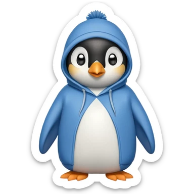 friendly anthropomorphised penguin in a hoodie and jeans standing with arms folded, looking surprised sticker