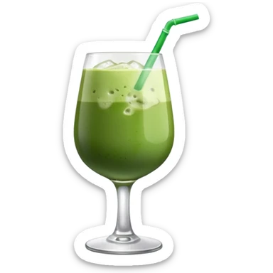 Iced Matcha latte in a wine glass sticker