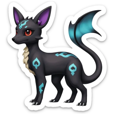 Nebulae Gothic Spooky Umbreon-Salandit-Cubone-Duskull-Noibat-Fakémon-hybrid-creature (full body)  sticker