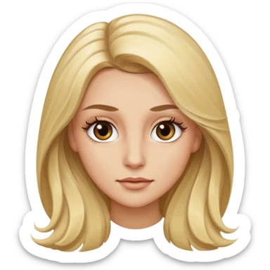 Blonde woman with long hair Light brown eyes, huge eyelashes and white skin sticker