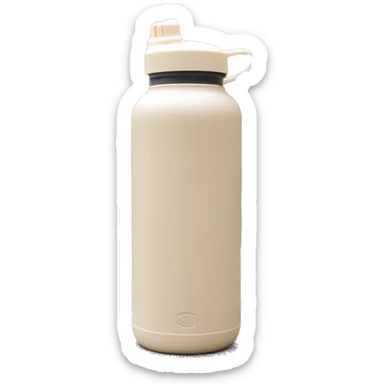 Cream coloured reusable water bottle with handle and straw sticker