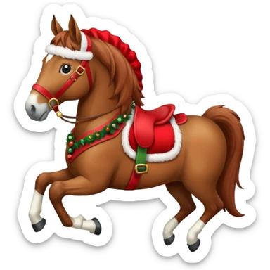 a christmas horse with a red saddle sticker