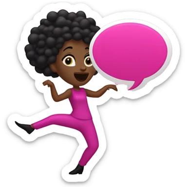 Dancing speech bubble dots pink , with black woman animated gif sticker