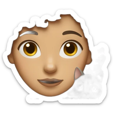 woman with brunette curly short hair and two cats sticker