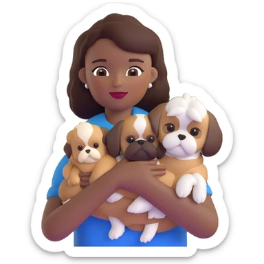 dark-skinned woman holding a Shih Tzu dog sticker