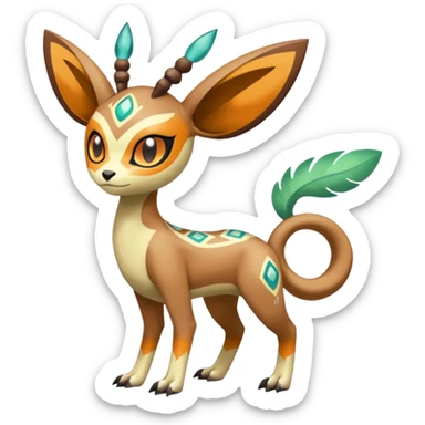 Tribal Colorful Exotic Fionbri-Trico-Kalon-Falvie-Vernid-Meloetta-Pokémon-Fakémon-Digimon-Spectrobe-hybrid-fusion, full body sticker