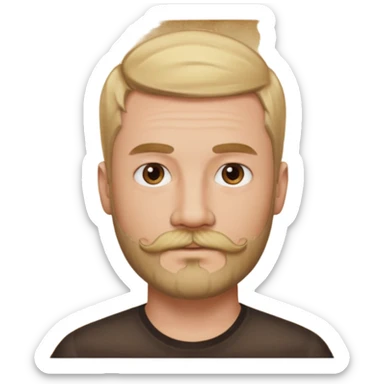 short blond hair clean cut mustache and beard 5ft 9 140lbs titian sticker