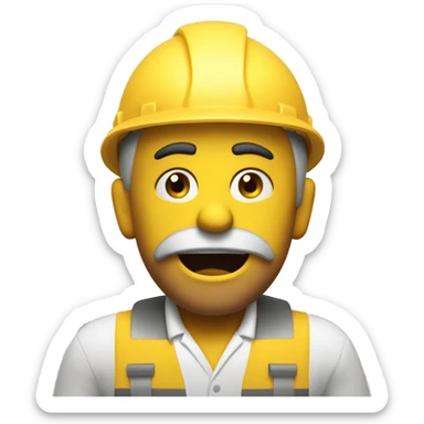 Yellow engineer with a furious face, and smoke coming out of his ears sticker